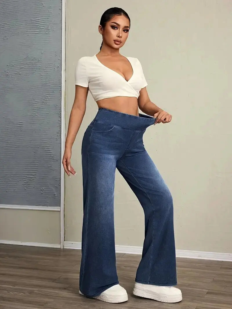 Jeans Stretch Loose Straight-Leg Pants