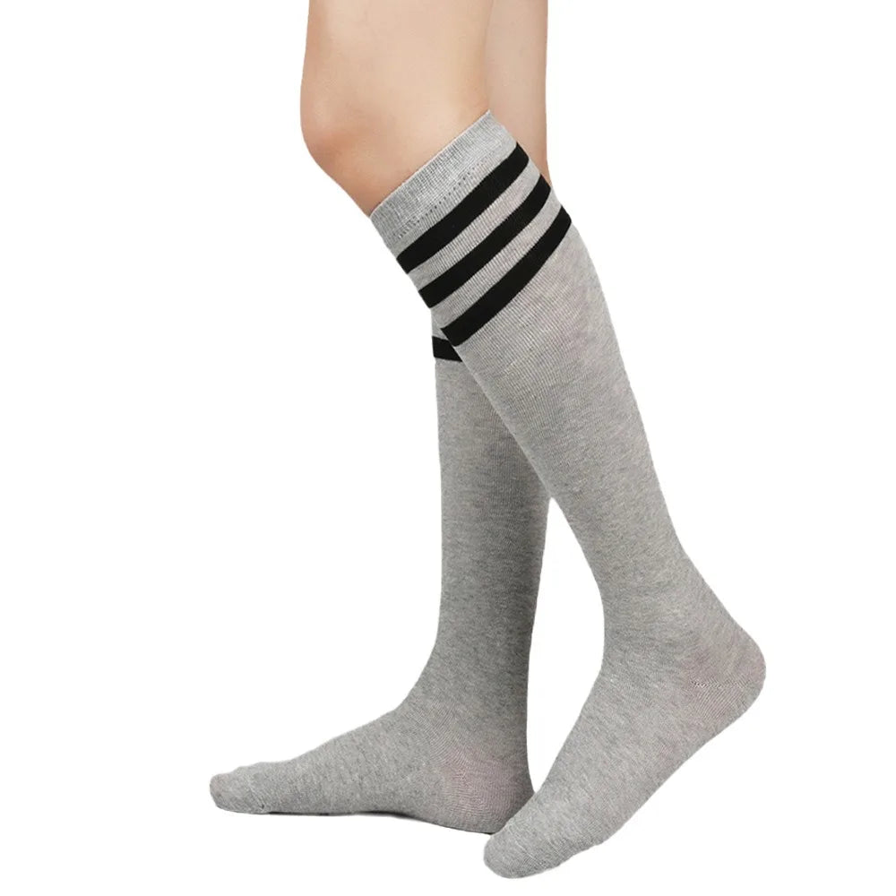 Black White Striped Long Sexy Over Knee Socks
