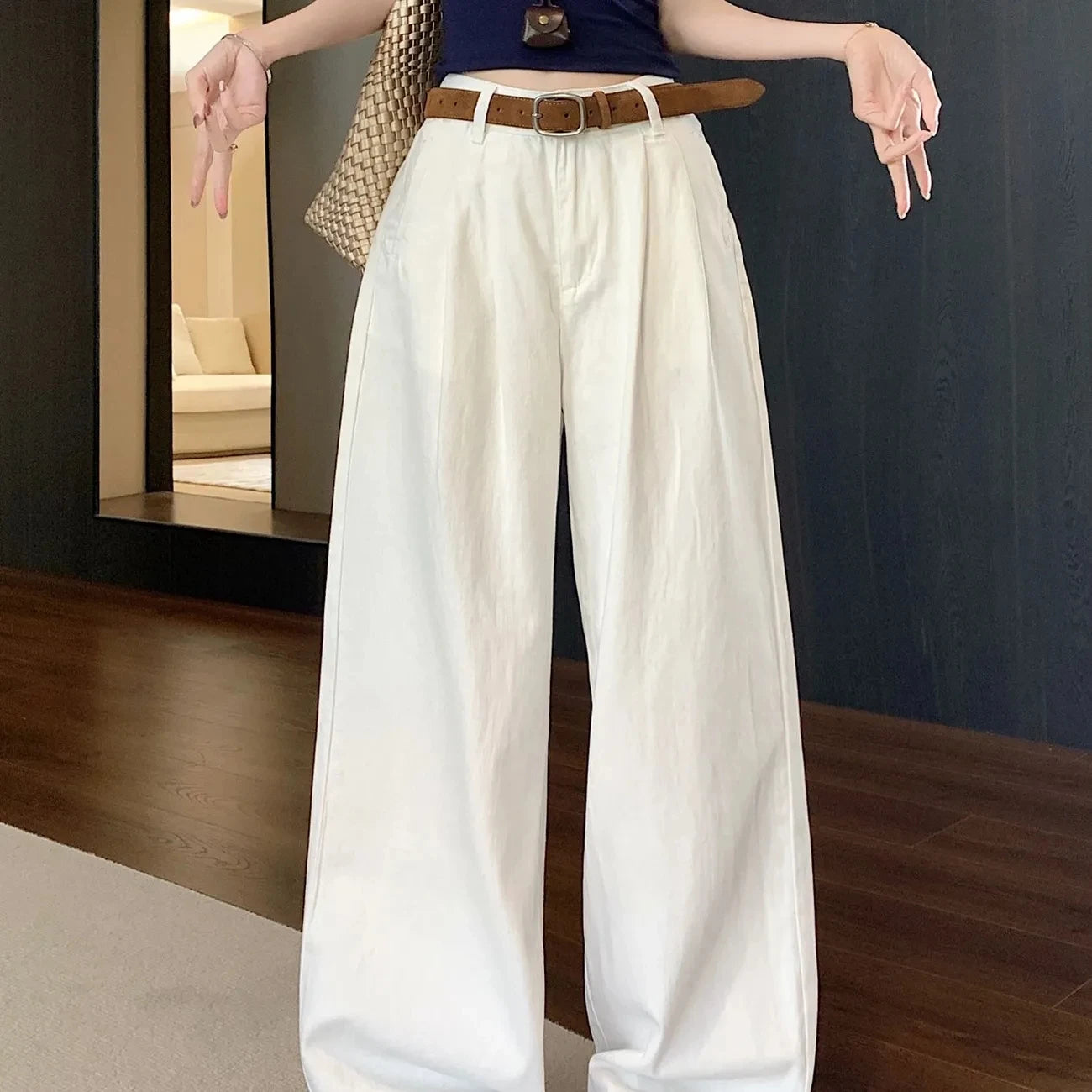 Y2K Korean Style High Waisted Wide Leg Jeans