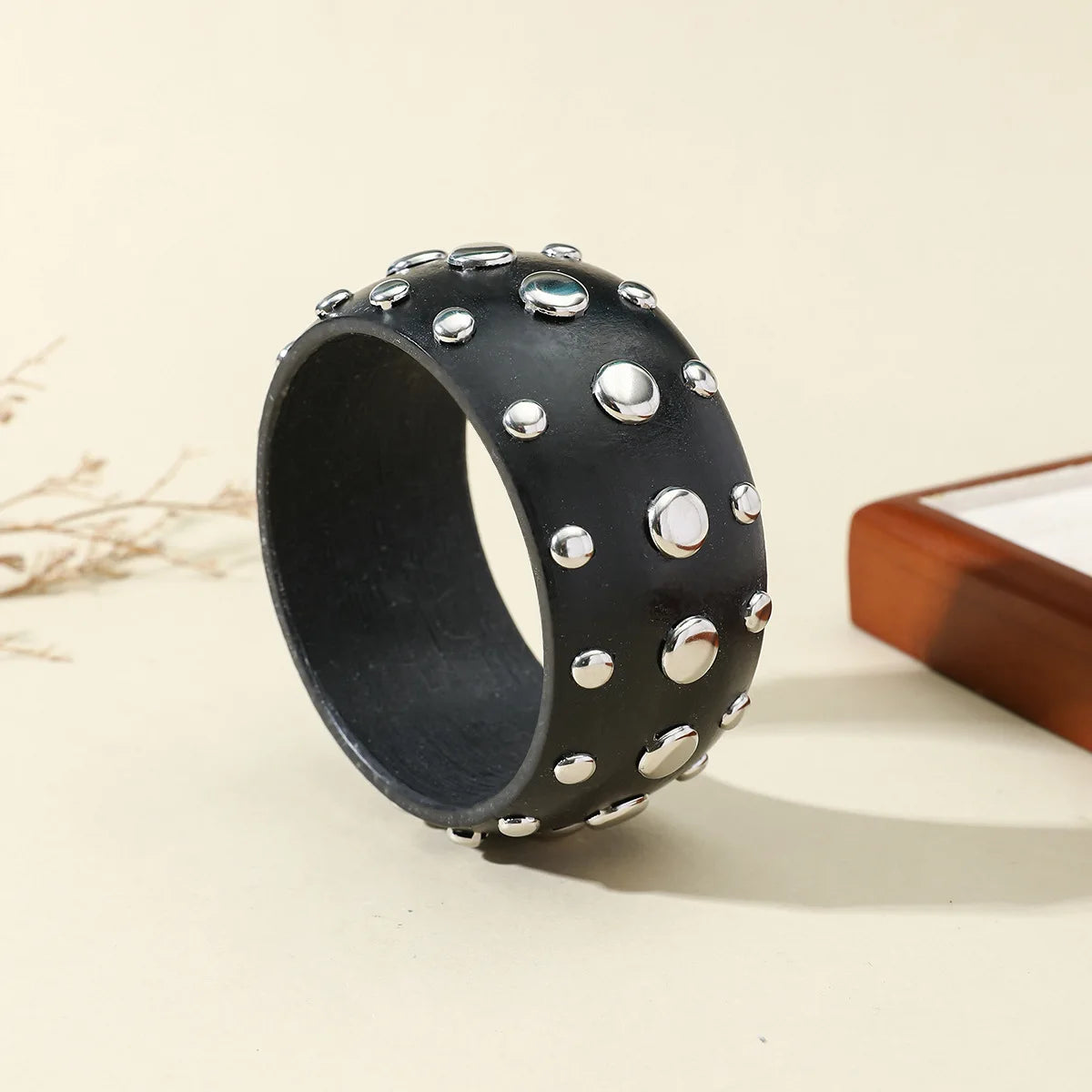 Exaggeration 8 Colors Round Geometric Wood Wide Bangles Bracelets