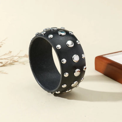 Exaggeration 8 Colors Round Geometric Wood Wide Bangles Bracelets