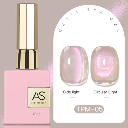 15ml Peachy Whimsy Pink Cat Eye Gel Nail Polish Glitter