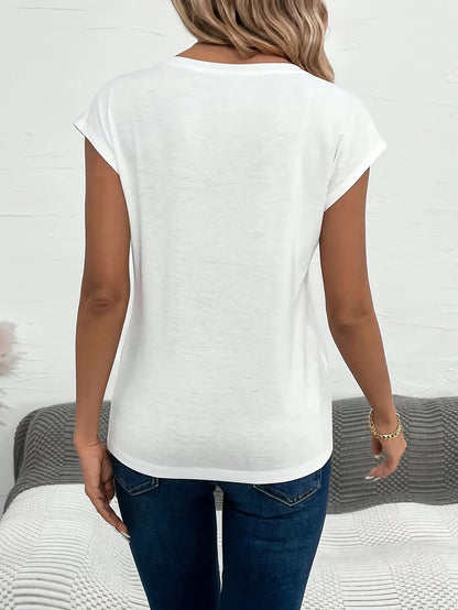 Eyelash casual cap sleeve t shirt