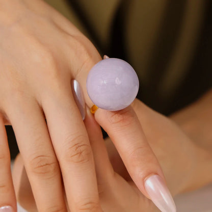 Exaggerate Big Ball Stainless Steel Gold Plated Purple Ring