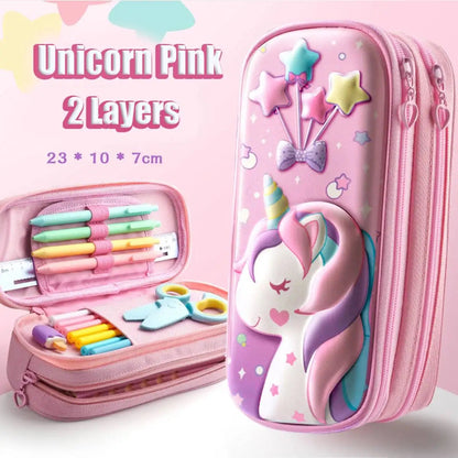 3D Large Capacity Unicorn Pencil Case Kawaii Cute Pen Box Bag