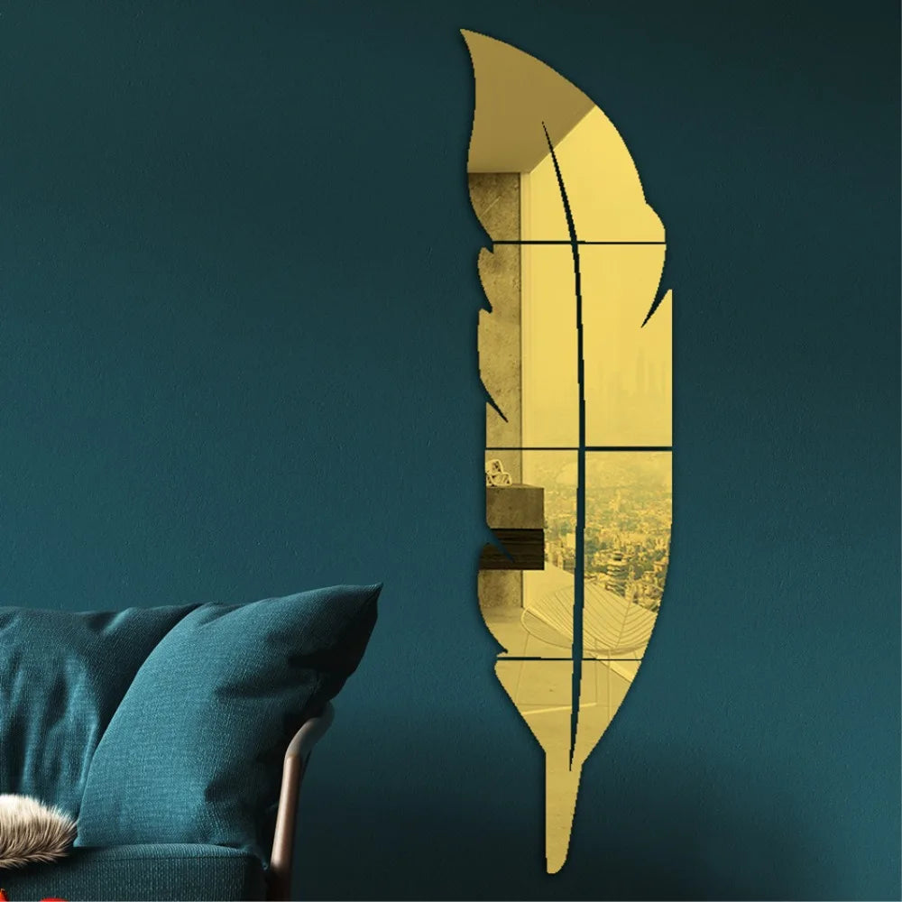3D Dancing Feathers Mirror Wall Stickers