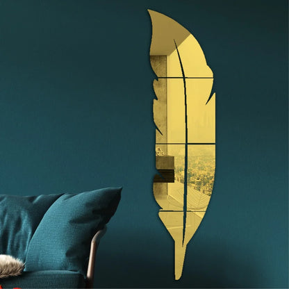 3D Dancing Feathers Mirror Wall Stickers
