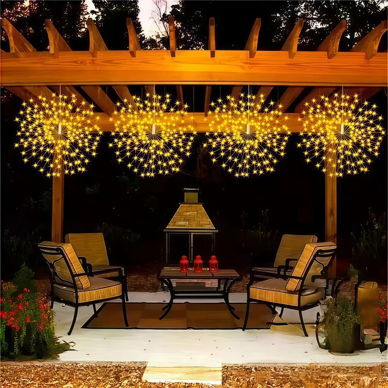 4/5pcs Solar Hanging Firework Lights for Eaves Solar Powered with Light Sensor Control