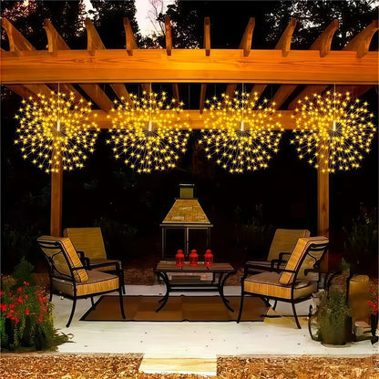 4/5pcs Solar Hanging Firework Lights for Eaves Solar Powered with Light Sensor Control
