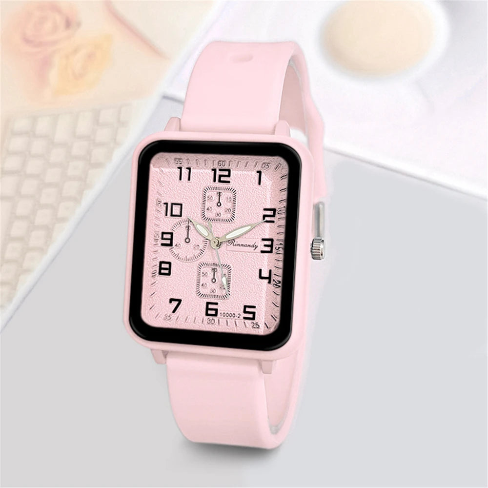 Sports Square Quartz Blue silicone strap Wristwatches