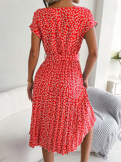 Short Sleeve High Waist Dress