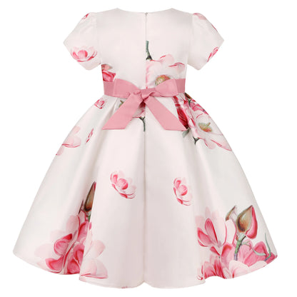 Bow Print Flower Baby Day Pompadour Catwalk Princess Dres