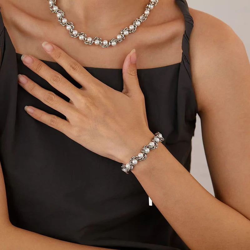 316L Stainless Steel Pearls Chain Necklace