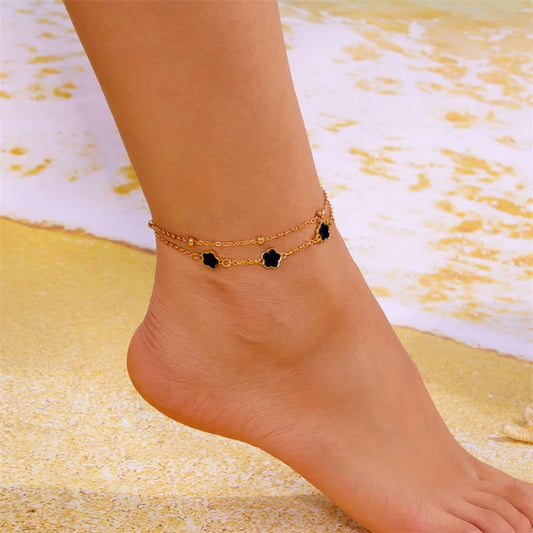 5 Leaf Flower Anklet Bracelet