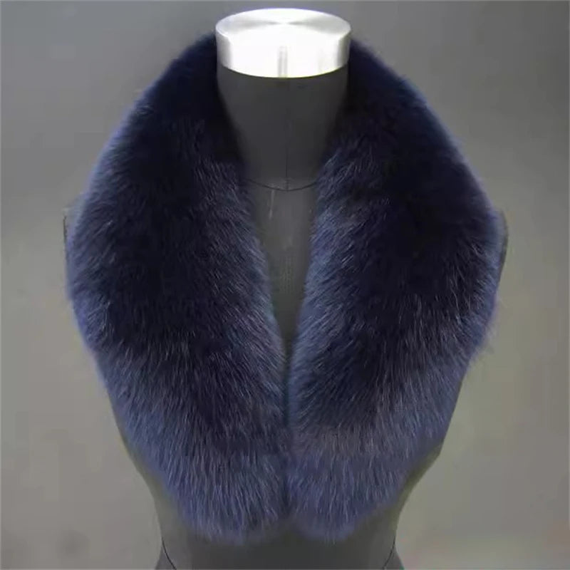 Bufanda con cuello de piel auténtica de mapache y zorro de color natural