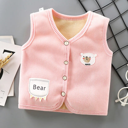 Kids Clothes Waistcoat Vest Thicken Velvet Lining Keep Warm Jackets Vest