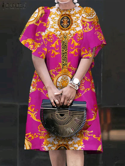 Mesh Patchwork Sundress Mini Ruffle Short Sleeve Dress