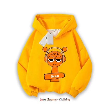Sprunki Thick Anime Cartoon Sweatshirt Autumn Winter Hip Hop Hooded