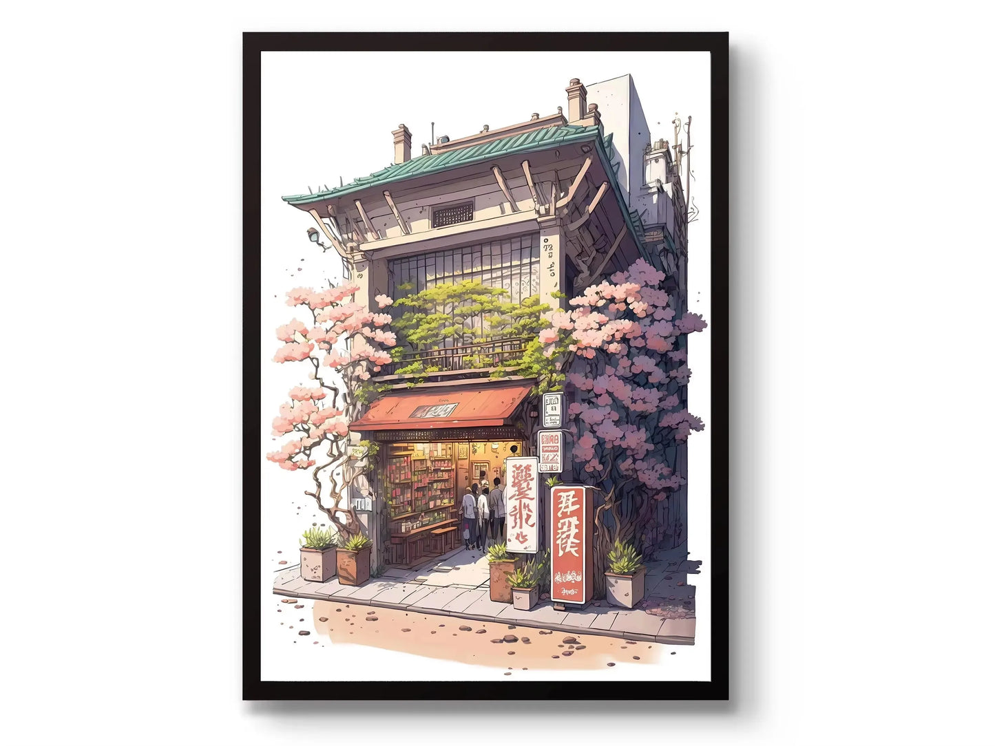 Japanese Tokyo Teahouse Cartoon Canvas Print