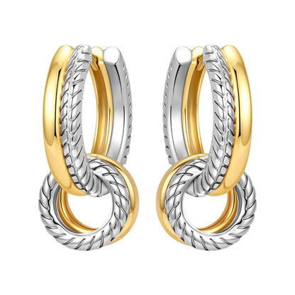 S925 Sterling Silver 18k Gold Square Hoop Earrings
