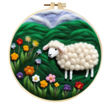 20x20cm Frame DIY Wool Needle Felting Starter Embroidery Kits