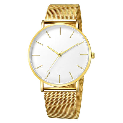 Luxury Metal Mesh Quartz Elegant Rose Gold Wristwatch