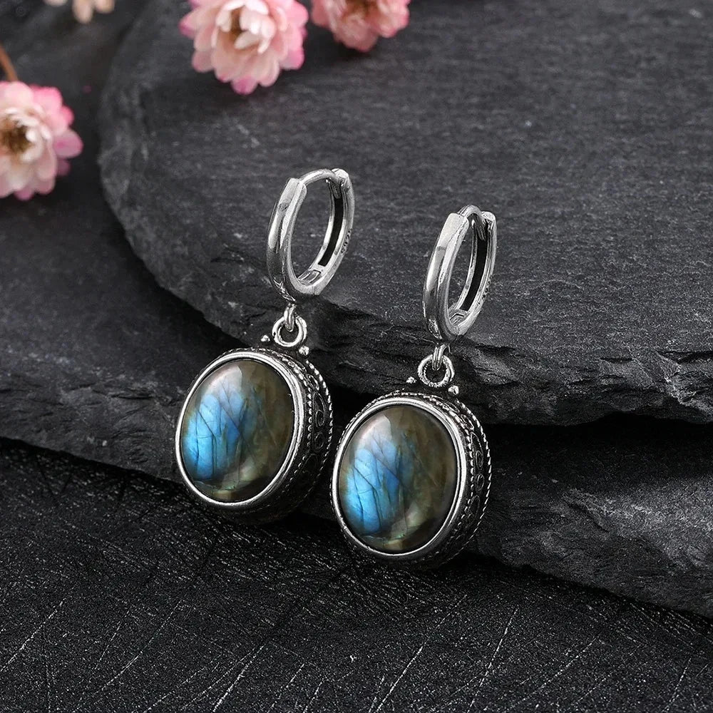 925 Sterling Silver Natural Labradorite Earrings