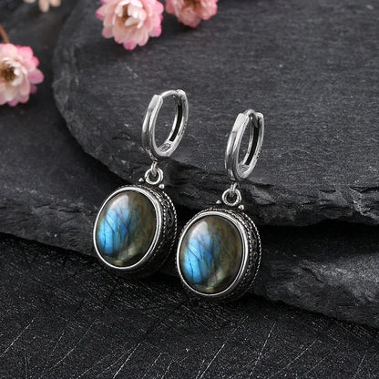 925 Sterling Silver Natural Labradorite Earrings