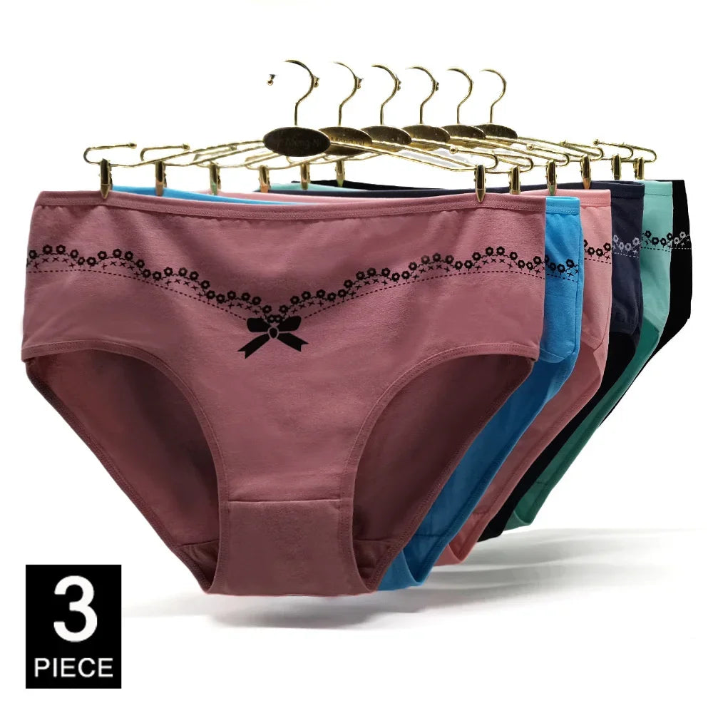 Cotton Underwear Plus Size Briefs Knickers Lady Lingerie 3 Pieces/Lot