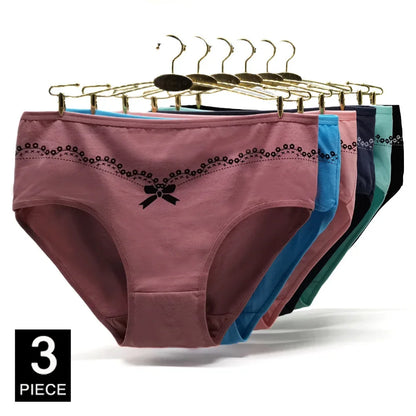 Cotton Underwear Plus Size Briefs Knickers Lady Lingerie 3 Pieces/Lot