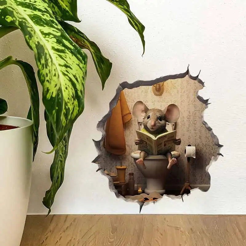 Cartoon Cute Little Mouse Hole Wall Stickers