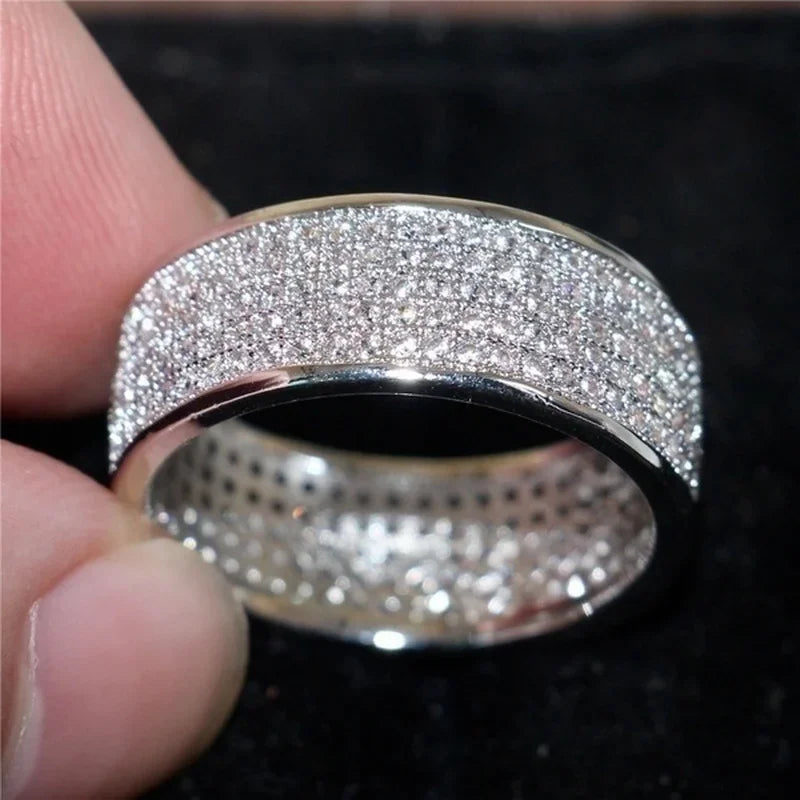 Shine Silver and Gold Color White Zircon Ring