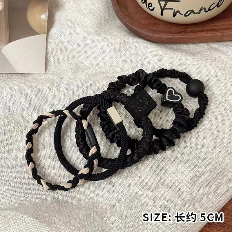 5/10pcs Simple Heart Ball  Scrunchie  Ties Ropes