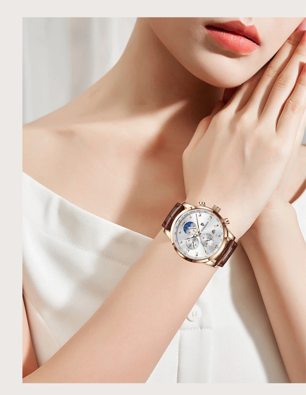 DANA Leather Strap Moon Phase Watch