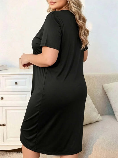 Plus-size short-sleeved casual home pajama set