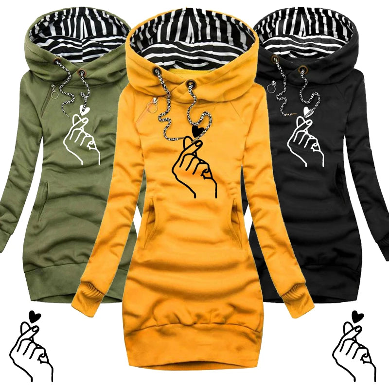 Sweater Long Sleeve Hoodie Dress A