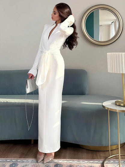 Full Sleeve Splits Elegant Long Dress