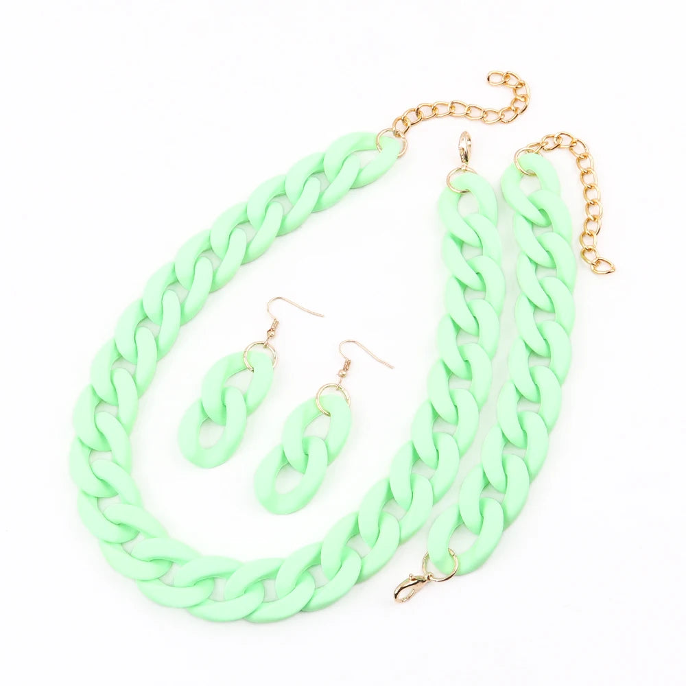 Fish Sheep Acrylic Chunky Chain Choker Necklace