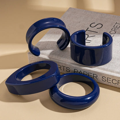 Sparkly Chunky Blue Geometric Acrylic Resin Bangles Rings