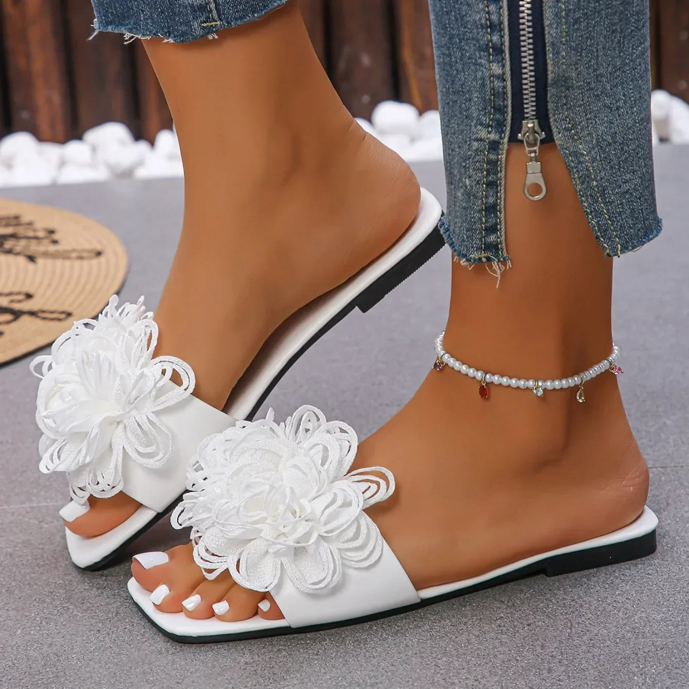 Flower Flat Casual Walking Slippers