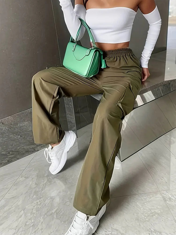 Workwear High Waist Wide Leg Pants
