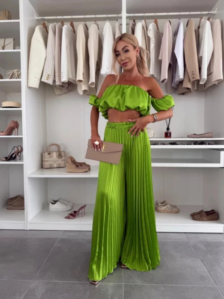 Elegant strapless casual pants Set