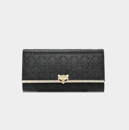Split Leather Long Wallet Clutch Bag