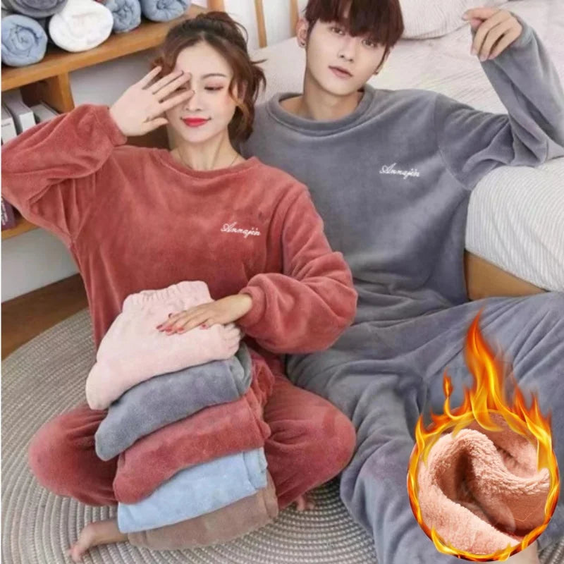 Thickened Loungewear Unisex Homewear Loose Pajama Sets
