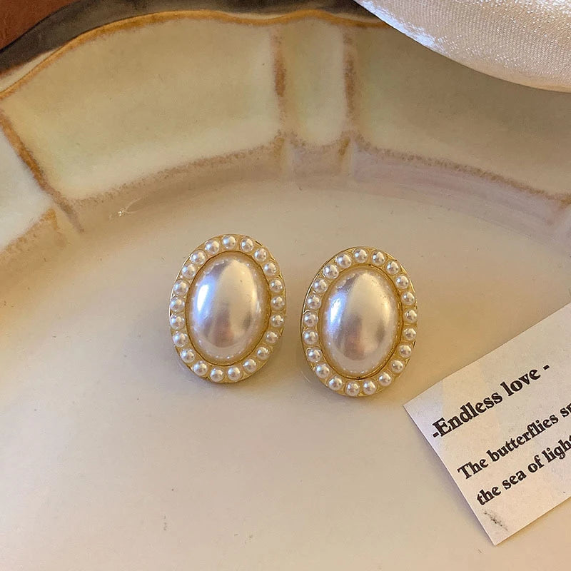 French Vintage Imitation Pearl Clip on Earrings