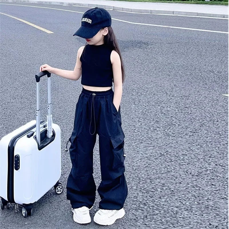 Girls Cargo Loose Workwear Lightweight Pants