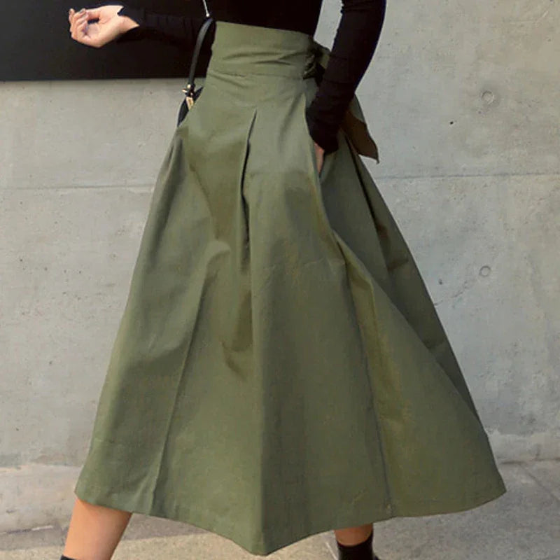 Korean Big Swing Long High Waist Bow Slim Skirts