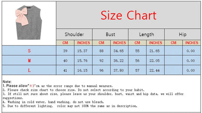 Sweet big bow Korean O-neck warm knitted pullover chic sweater vest