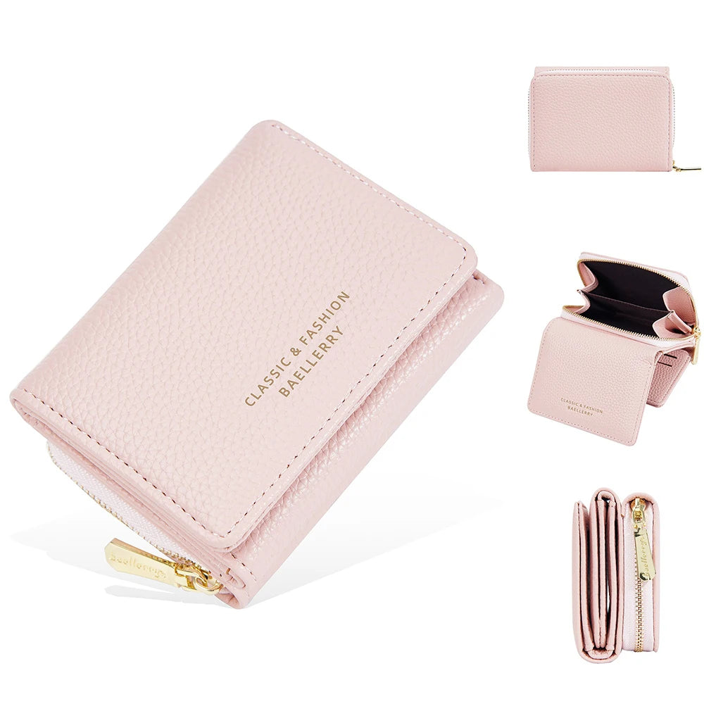 Leather Short Tri-Fold Card Wallet