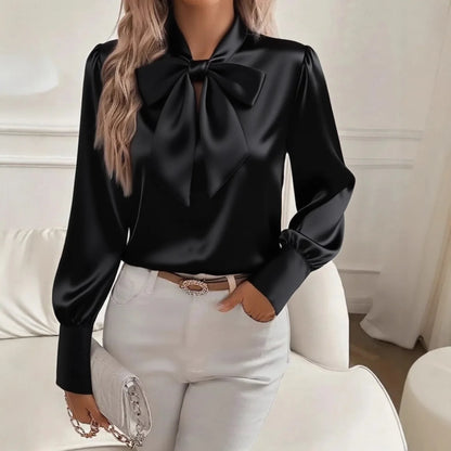 Bow Loose Long Sleeve Blouse
